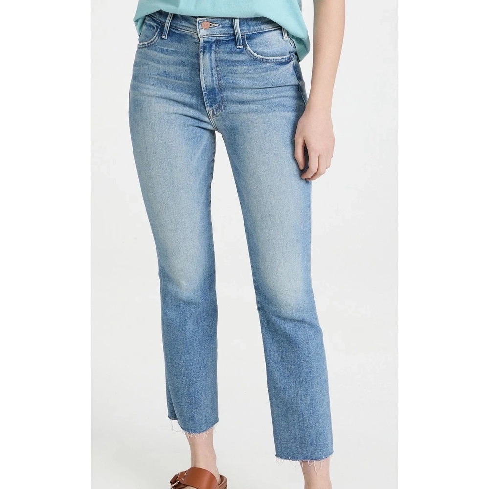 MOTHER Jeans Size 26 The Hustler Ankle Fray High Rise Au Revoir Wash Denim